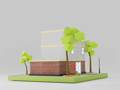 Supermarket Low Poly Diorama 001 Low-poly 3D model