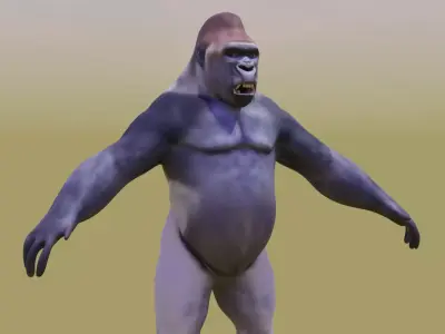 Gorilla low poly with mouth and eye 3D model Low-poly 3D model