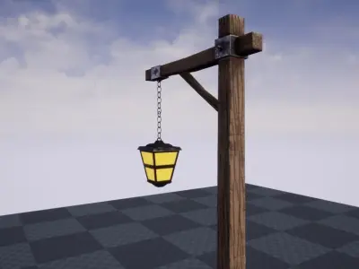 Medieval Light Post  3D model