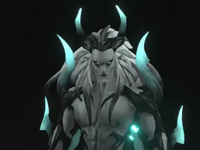 Daemon humanoid with glowing eyes Low-poly 3D model