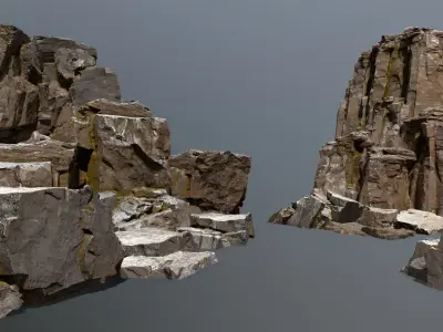 Old Rock Set Low-poly 3D model