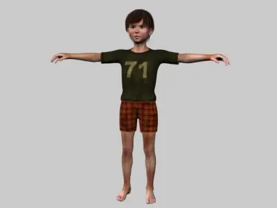 Village street poor boy  rigged 3D model 3D model