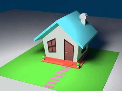Low-Poly Cartoon House Free low-poly 3D model