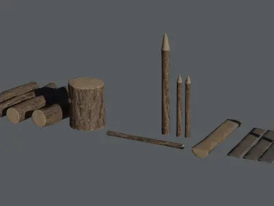 Medieval Wood Pack Low-poly 3D model