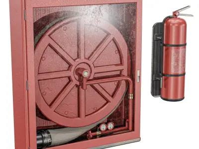 Wall Mounted Fire Hose  Low-poly 3D model