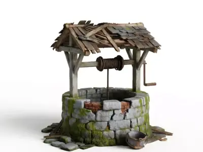 Ruined Stone Water Well - Realistic Environmental Asset Low-poly 3D model