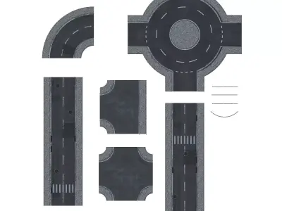 city road asset exta low poly Low-poly 3D model