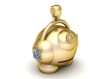 Cute Robot Pendant 3D Printable Gold Jewelry 3D print model