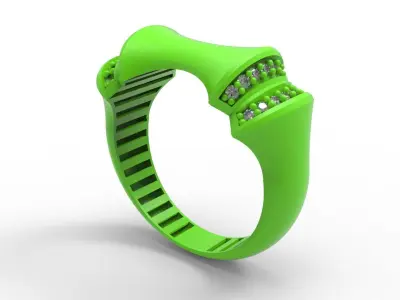 Luxury Diamond Accent Sculpted Gold Ring Hollow  trt04 3D print model