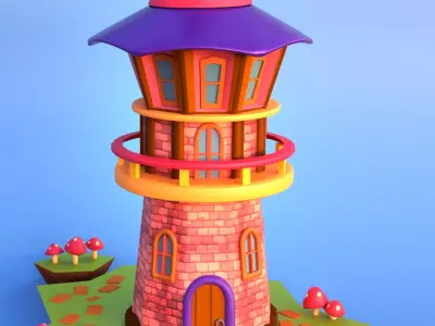 Stylized Witch House   Fantasy Cartoon Building Low-poly 3D model