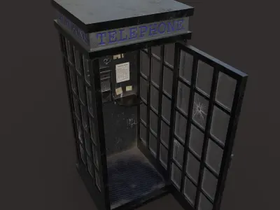Low Poly Street Telephone Low-poly 3D model