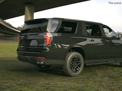  2025 Chevrolet Suburban Black Rigged for Maya 