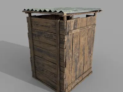 Outdoor Wooden Toilet 2 Low-poly 3D model