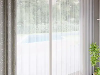 curtain door with vertical bars Free 3D model