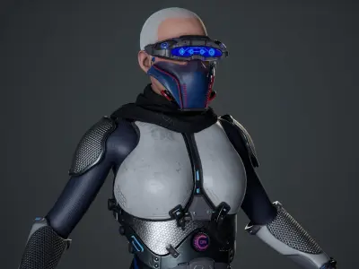 Sci-Fi Female Soldier Modular 01 Low-poly 3D model