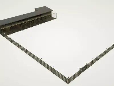 coop 3d model parking lot with fence in middle 3D model