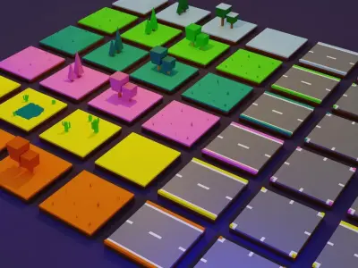 Cartoon Low Poly Season Tiles Pack  Low-poly 3D model