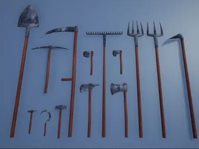 Lowpoly Basic Equipments and Tools Low-poly 3D model