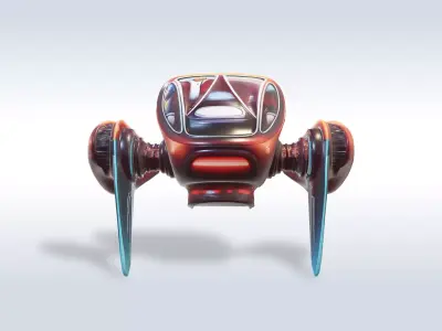 Futuristic Sci-Fi Flying Drone Robot with Cockpit Game Ready 3D model