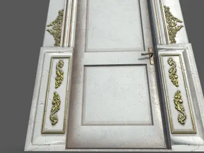 Old White Wood Door Low-poly 3D model