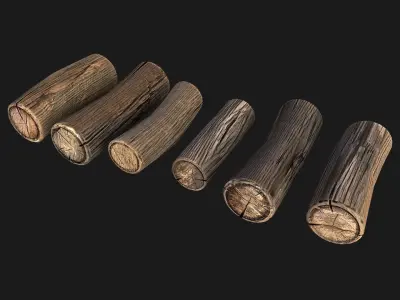 Firewood pair of wooden logs Low-poly 3D model