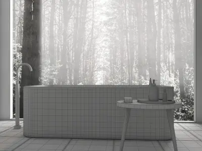 Residential Interior Of Modern Bathroom 3D model