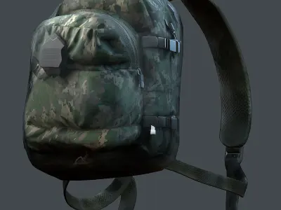 Backpack military combat Black baggage bag luggage Low-poly 3D model 4