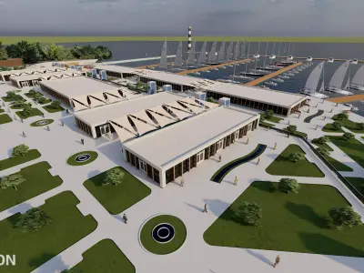 Modern Marina and Waterfront Terminal Complex 3D model