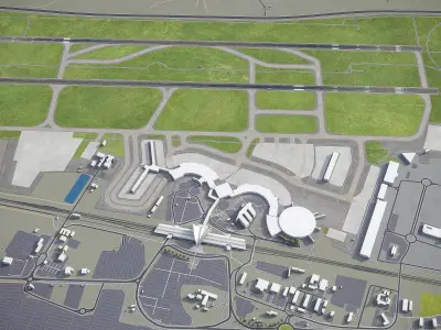 Lyon Airport Low-poly 3D model