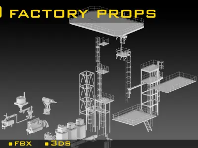 50- Factory props 3d models- Vol 01 Low-poly 3D model