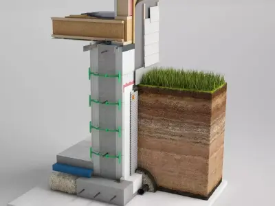 Wall Cross Section Insulation 3D model