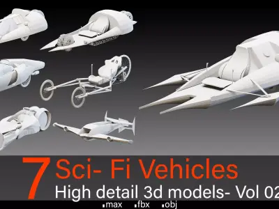 7 Sci- Fi Vehicles- Vol 02- High detail 3d models 3D model