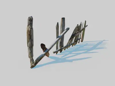 Old Fence Low-poly 3D model