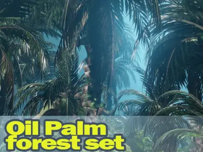 Oil Palm  Forest Tropical plant Low-poly 3D model