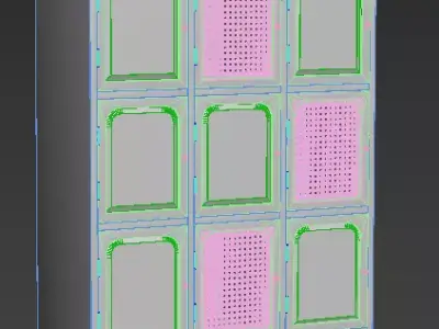 Luxury Solid Wood Cabinet with Rattan Mesh Doors 3D model