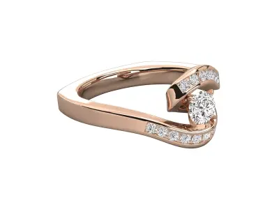Women Light Weight Solitare Diamond Wedding Ring   15 3D print model