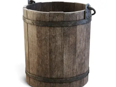 Old Wooden Bucket 3D model