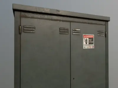ElectricBox metal cabinet with sign Low-poly 3D model