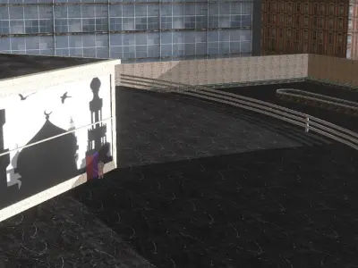 Modern shopping mall exterior Low-poly 3D model