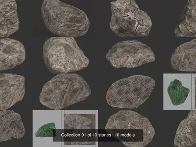 Collection 01 of 10 stones 3D Model Pack