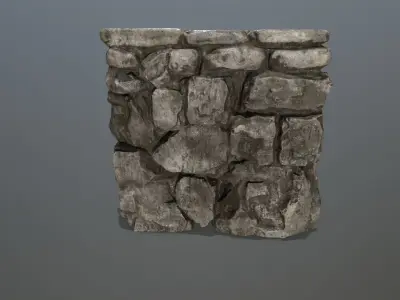 stairs stone wall Low-poly 3D model