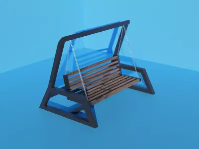 High poly animated swing 3D model