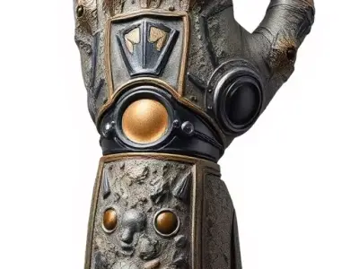 Futuristic Metallic Gauntlet Model Pack Low-poly 3D model