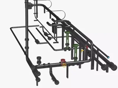 Black Industrial Pipes 3D model