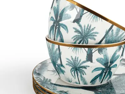 H and M Patterned Porcelain Collection Tableware  3D model