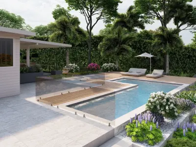 3D Exterior Scene 3D model design garden and landscape 3D model