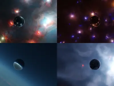 4 space cosmic HDRIs Free low-poly 3D model