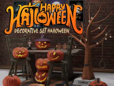 Decorative set halloween 3D model