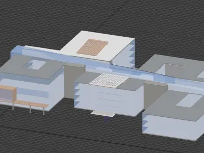 Building Model with two floors and roof Low-poly 3D model