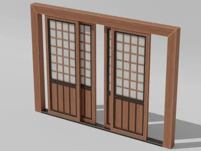 Japanese Furniture Kit - Sliding Door Low-poly 3D model